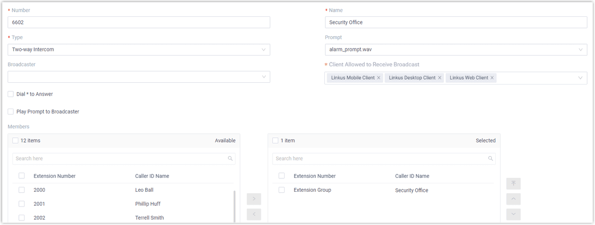 Add Two-way Intercom Group