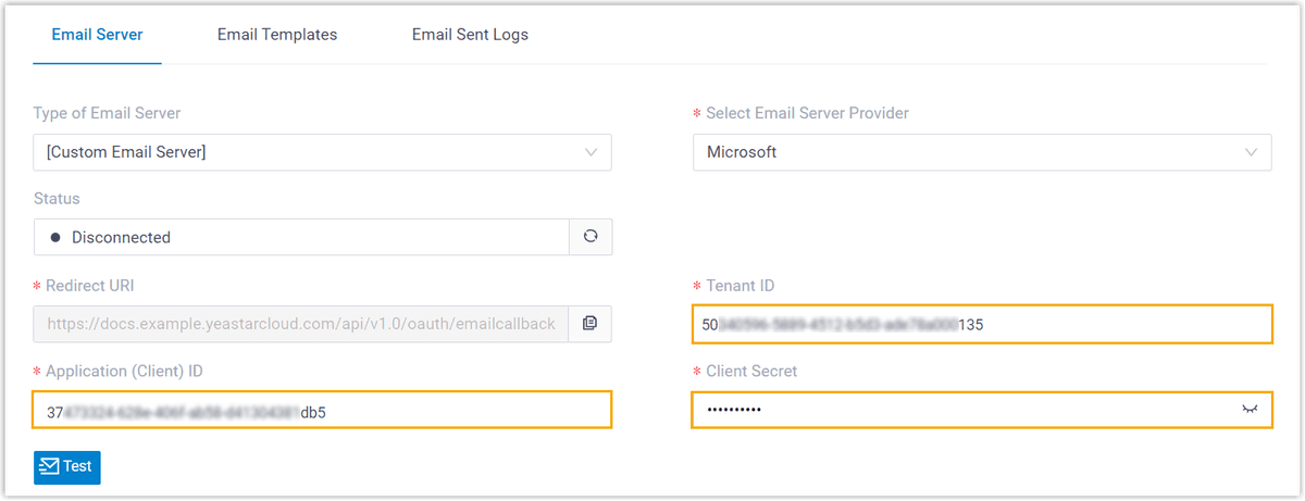 Enter Microsoft Auth Info