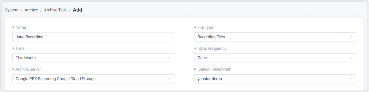 Create Archive Task for Google