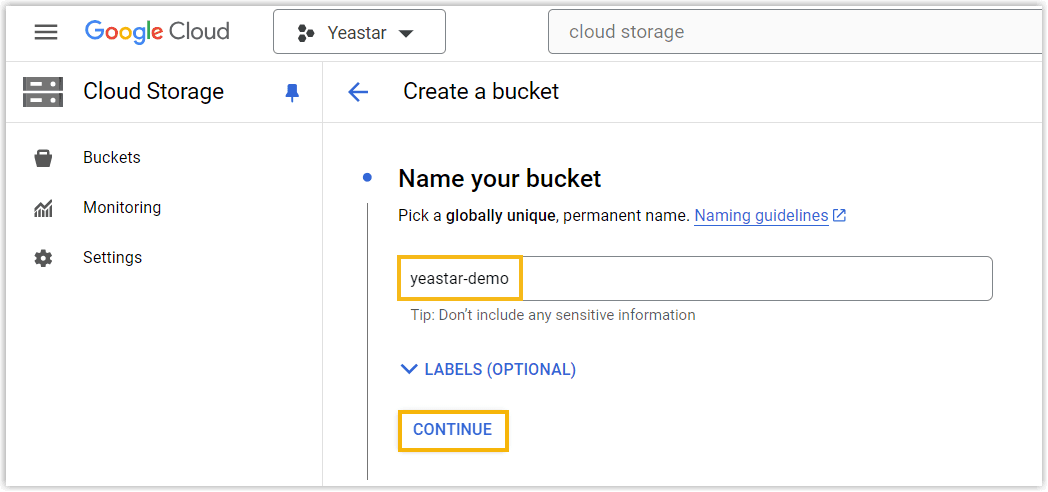 Google Cloud Bucket Created