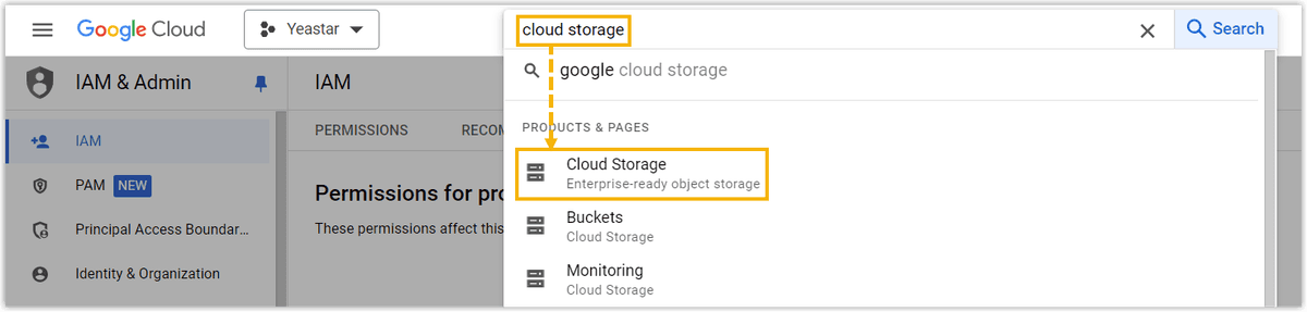 Search Cloud Storage