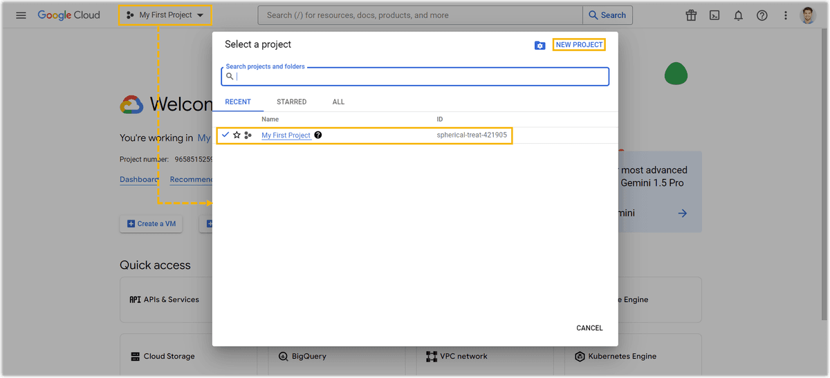 Google Cloud Select Project