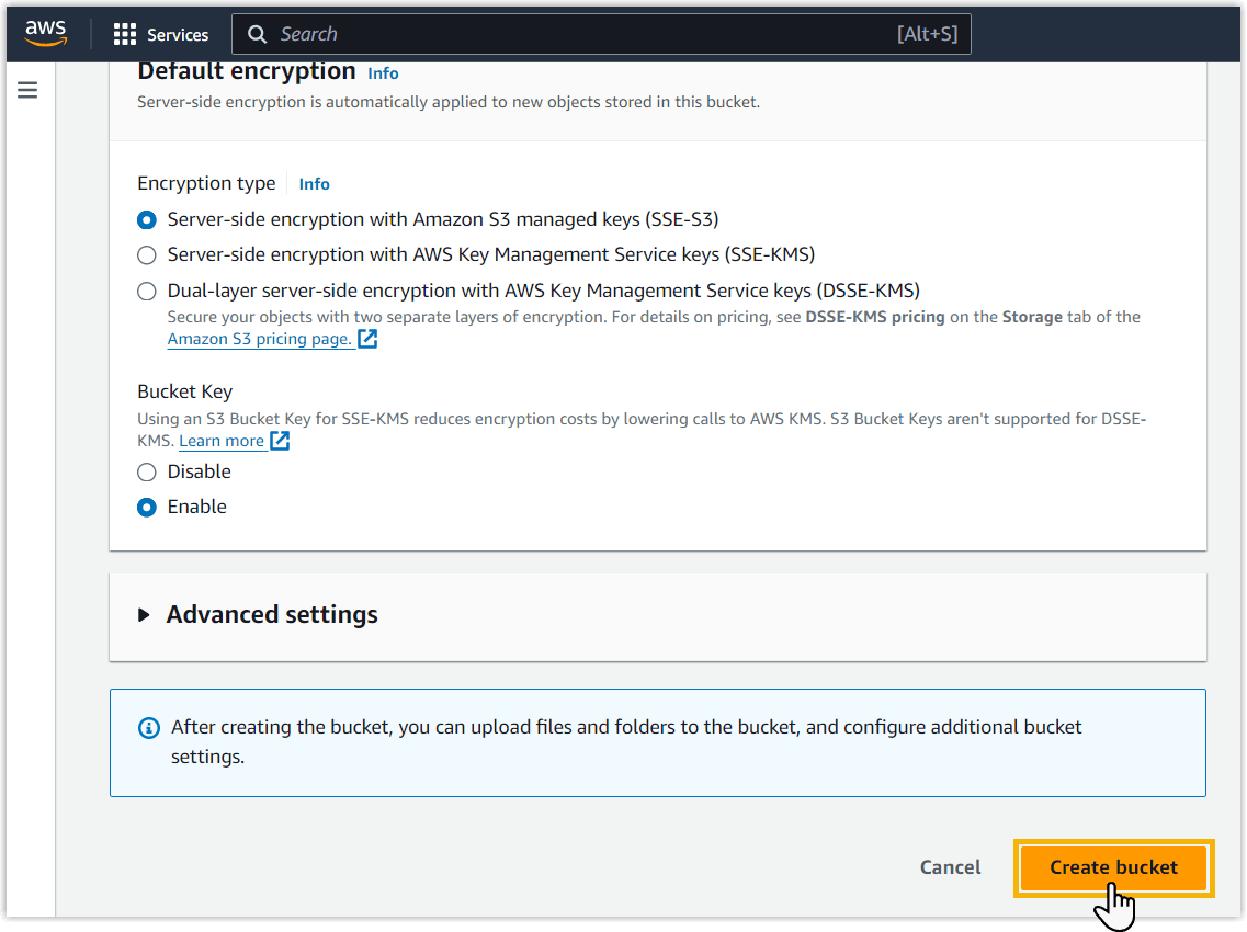 S3 Bucket Created Success
