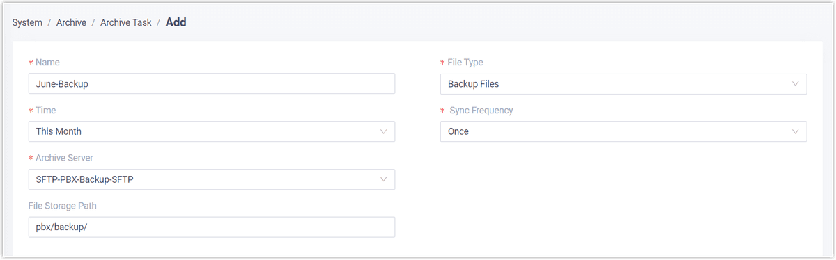 Create SFTP Archive Task