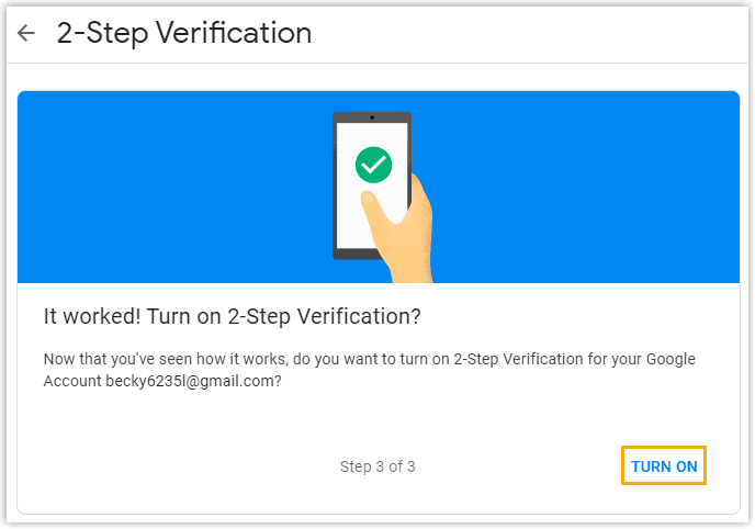 Turn on 2-Step Verification
