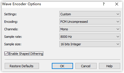 Wave Encoder Options