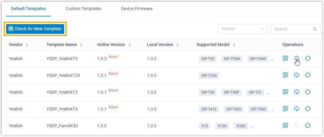 Check for New Template