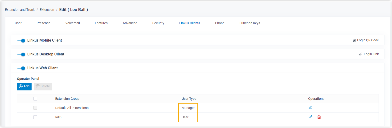 Check User Types for an Extension