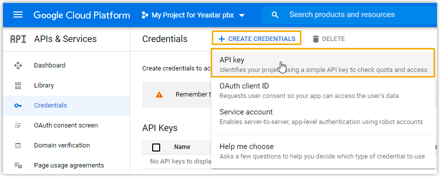 Create API Credential
