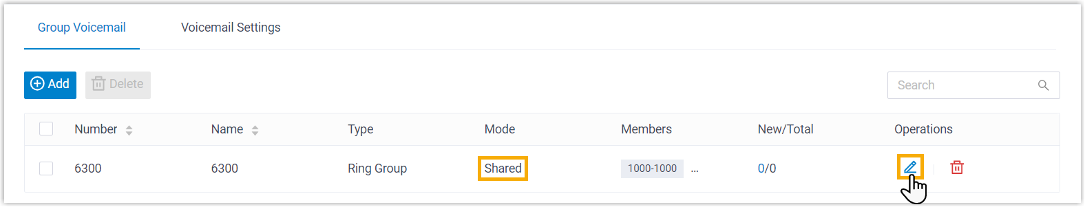 Edit Shared Group Voicemail