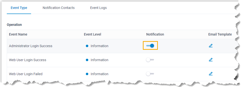 Enable Event Notification