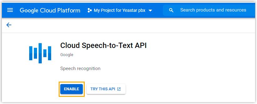 Enable STT API Service