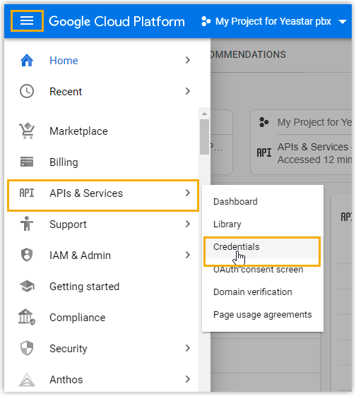 Go to API Credentials