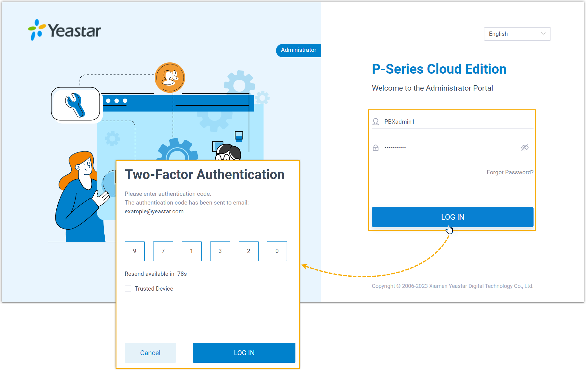 Log in with 2FA Email