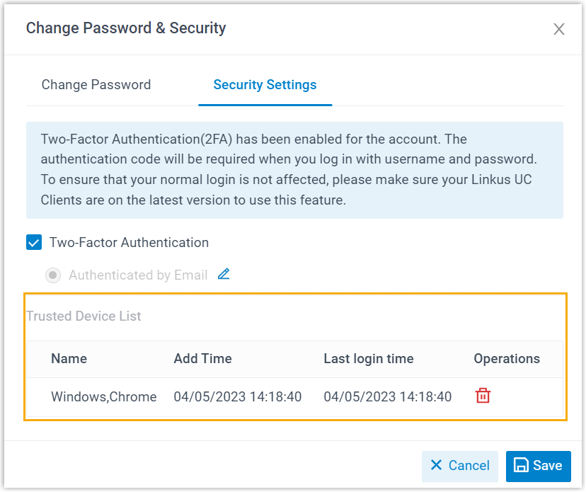 Manage Trusted Devices