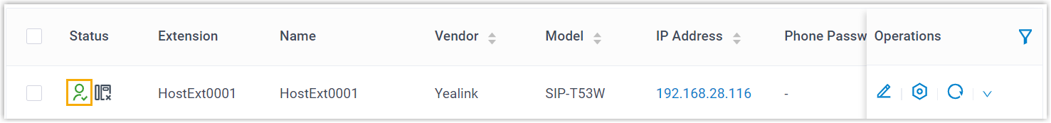 Registered Hot Desking Phone Status