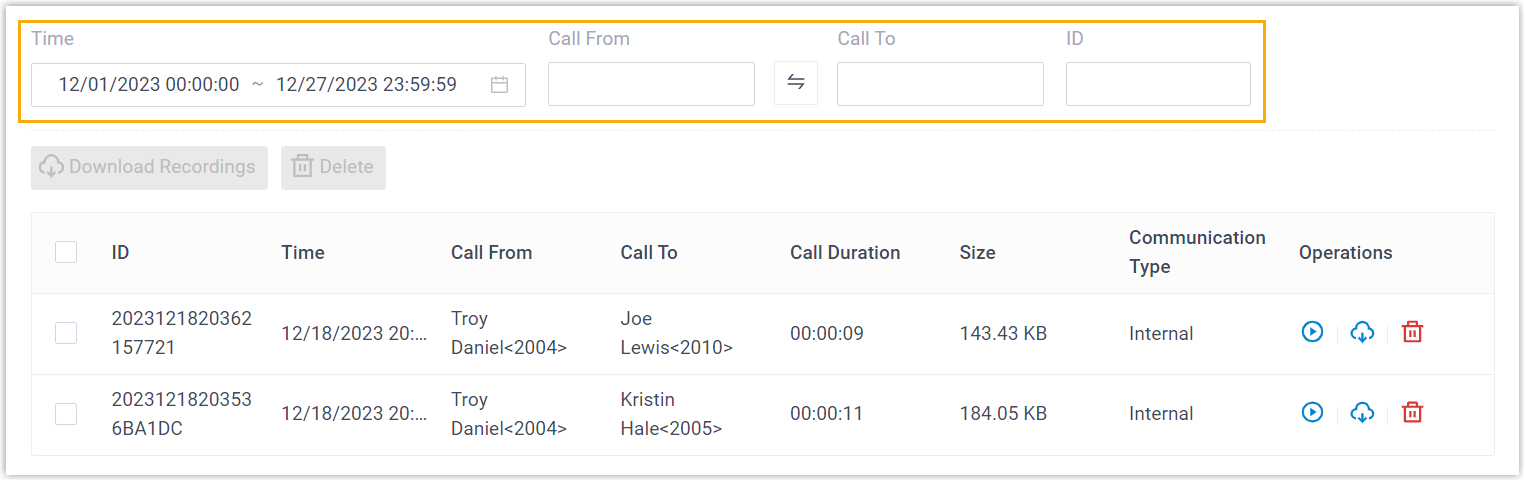 Set Criteria for Recordings