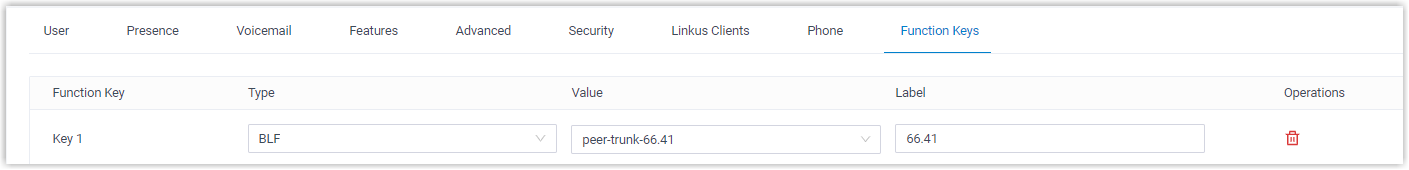 Set up BLF key to monitor trunk