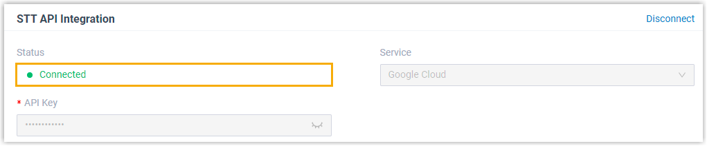 STT API Integration Connected