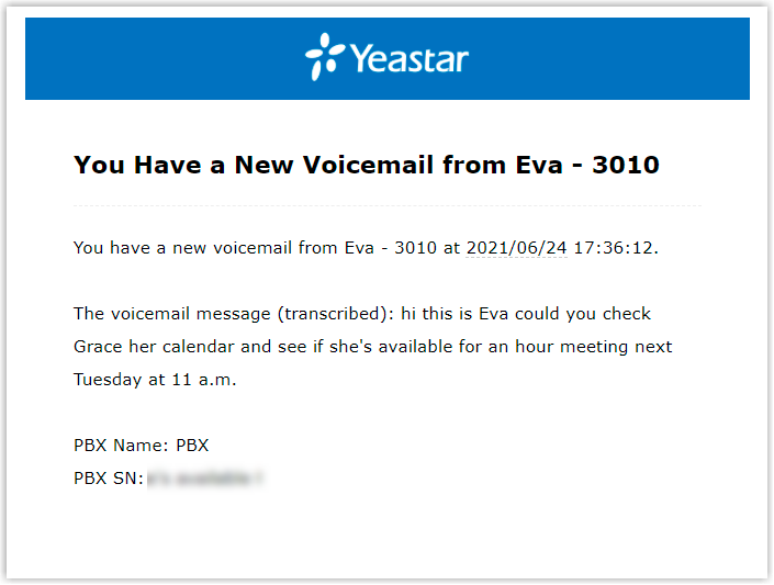 Voicemail Transcription for Email Notification